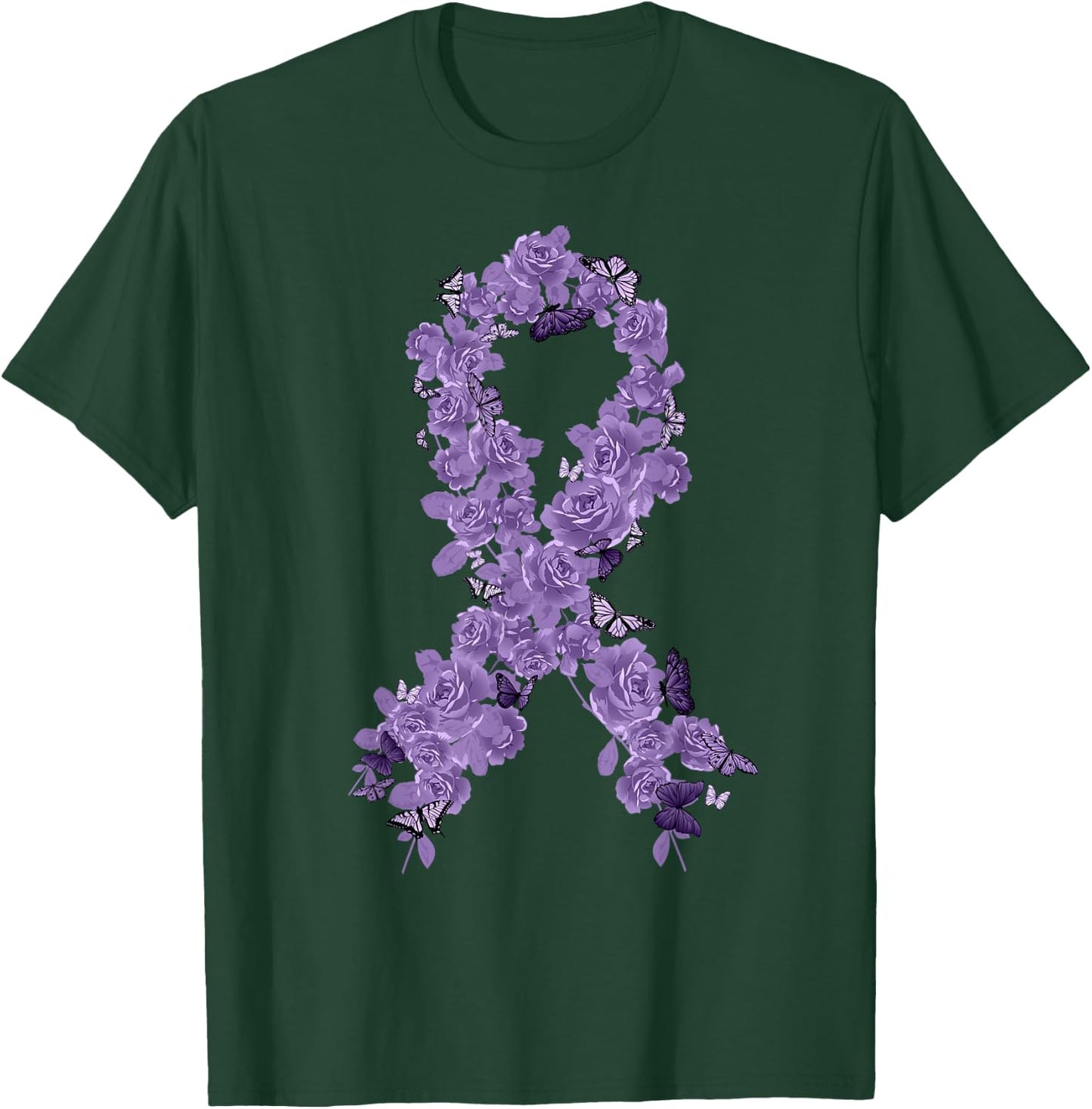 Lavender Ribbon All Cancer Awareness T-Shirt - T-Shirt | Forest
