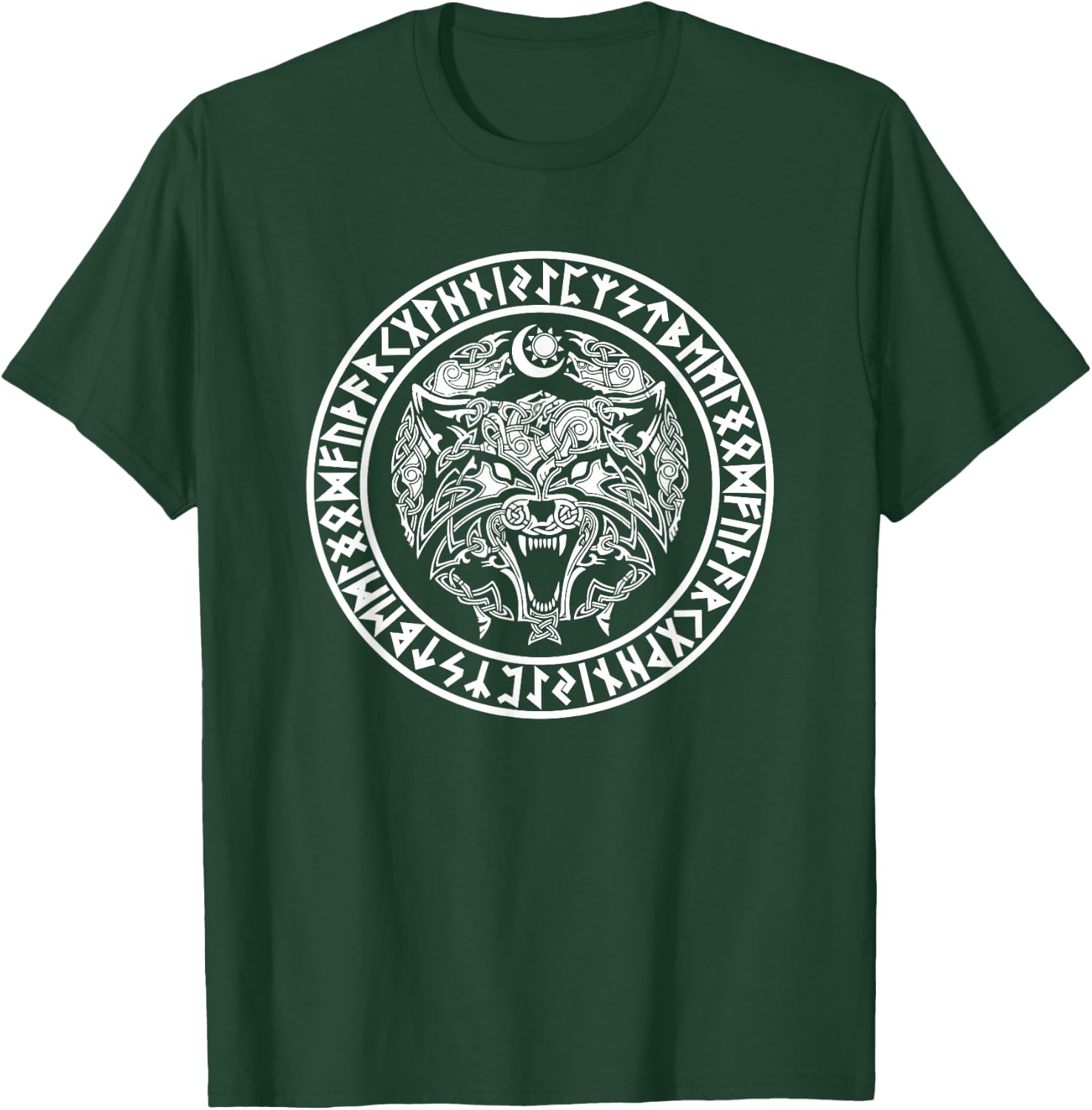Viking Fenrir Emblem - Monstrous Wolf Norse Mythology T-Shirt - T-Shirt | Forest