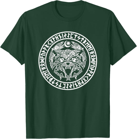 Viking Fenrir Emblem - Monstrous Wolf Norse Mythology T-Shirt - T-Shirt | Forest