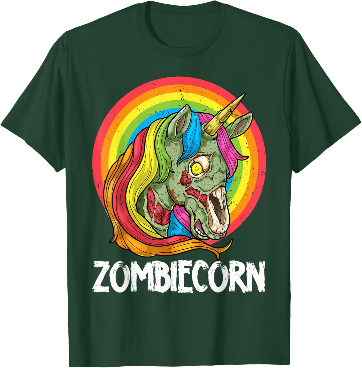 Zombiecorn Zombie Unicorn Halloween Costume Rainbow Undead T-Shirt - T-Shirt | Forest