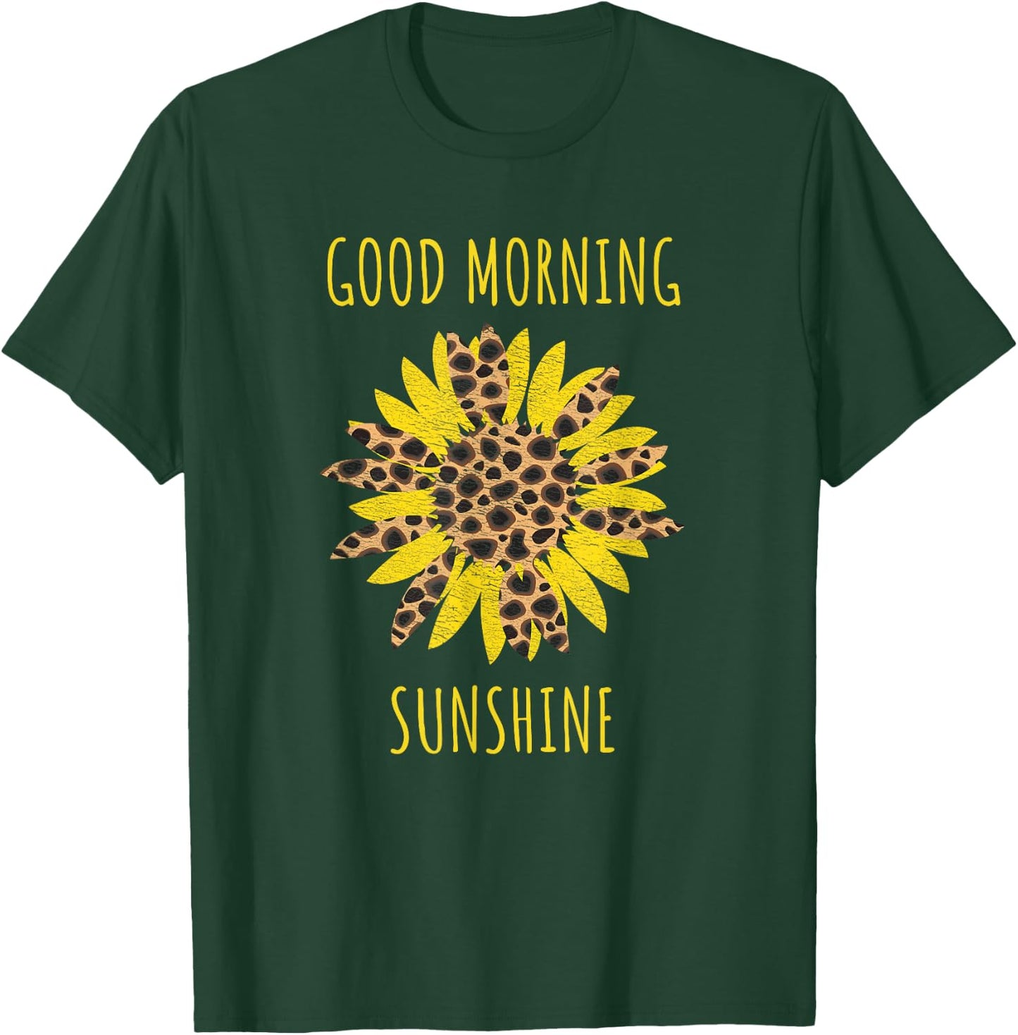 Good Morning Sunshine Sunflower Leopard Bohemian T-Shirt - T-Shirt | Forest