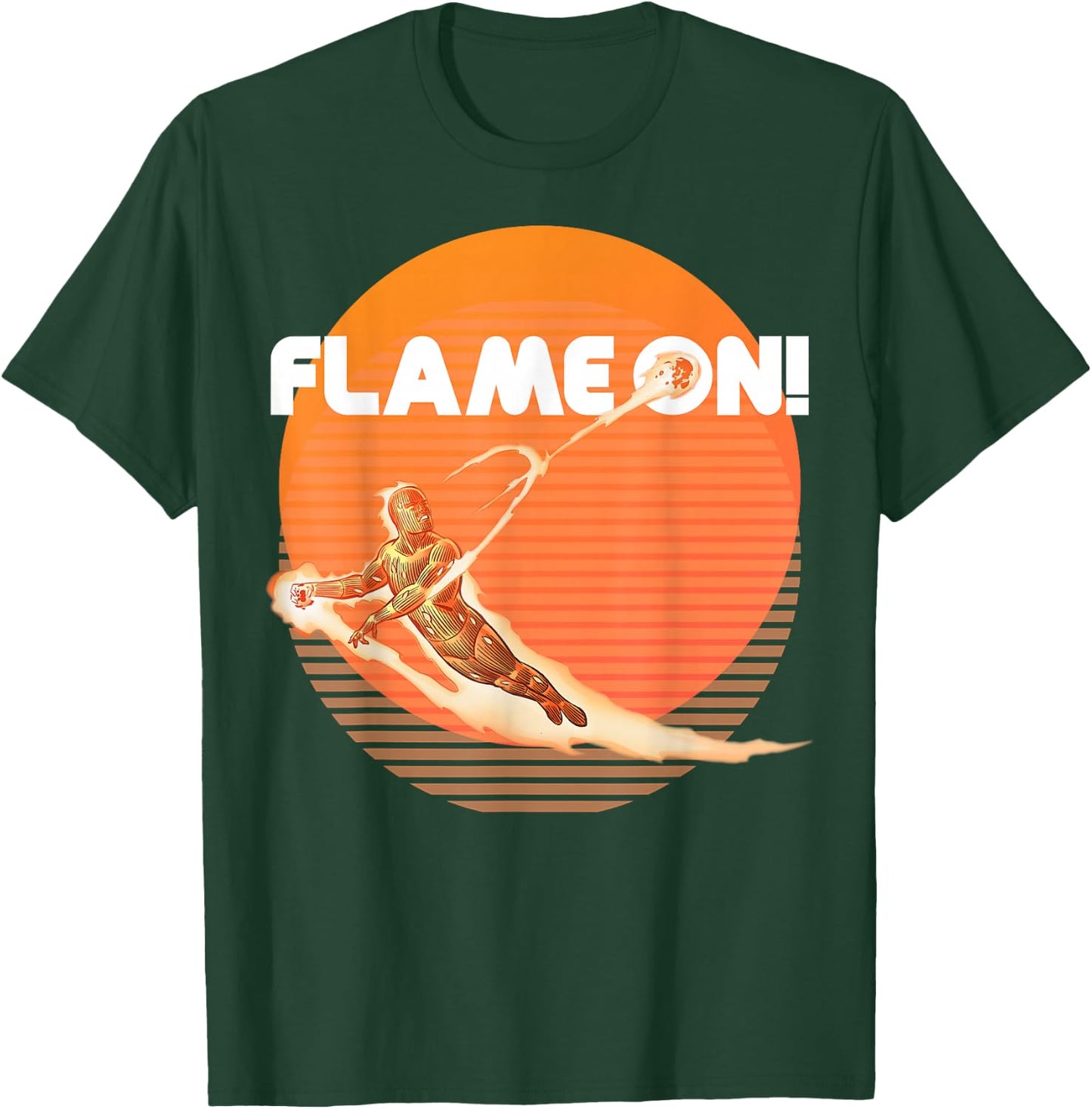 Marvel Fantastic Four Human Torch Flame On Retro T-Shirt - T-Shirt | Forest