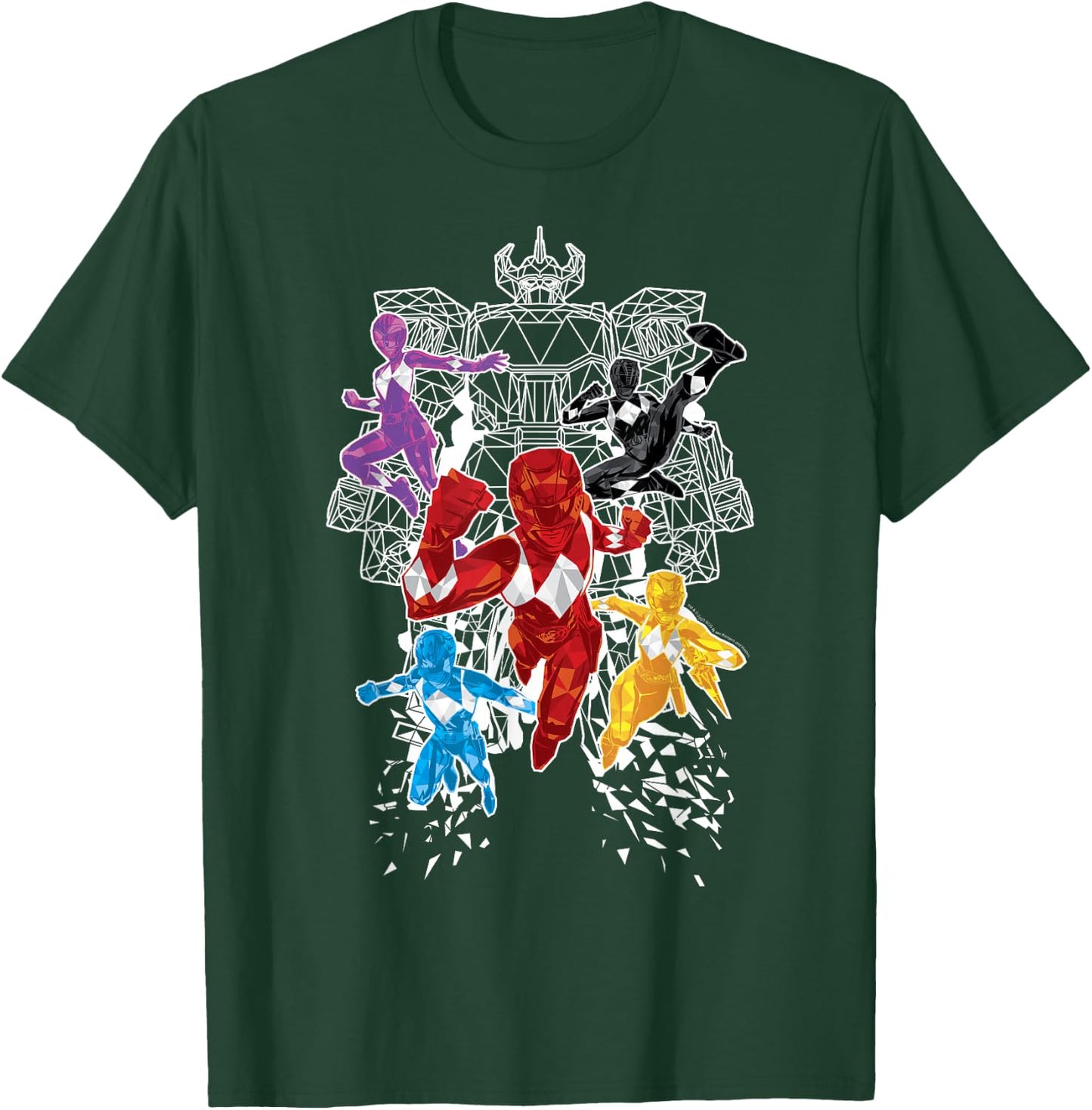 Power Rangers Morphin' Time Group Polygons Outline T-Shirt - T-Shirt | Forest