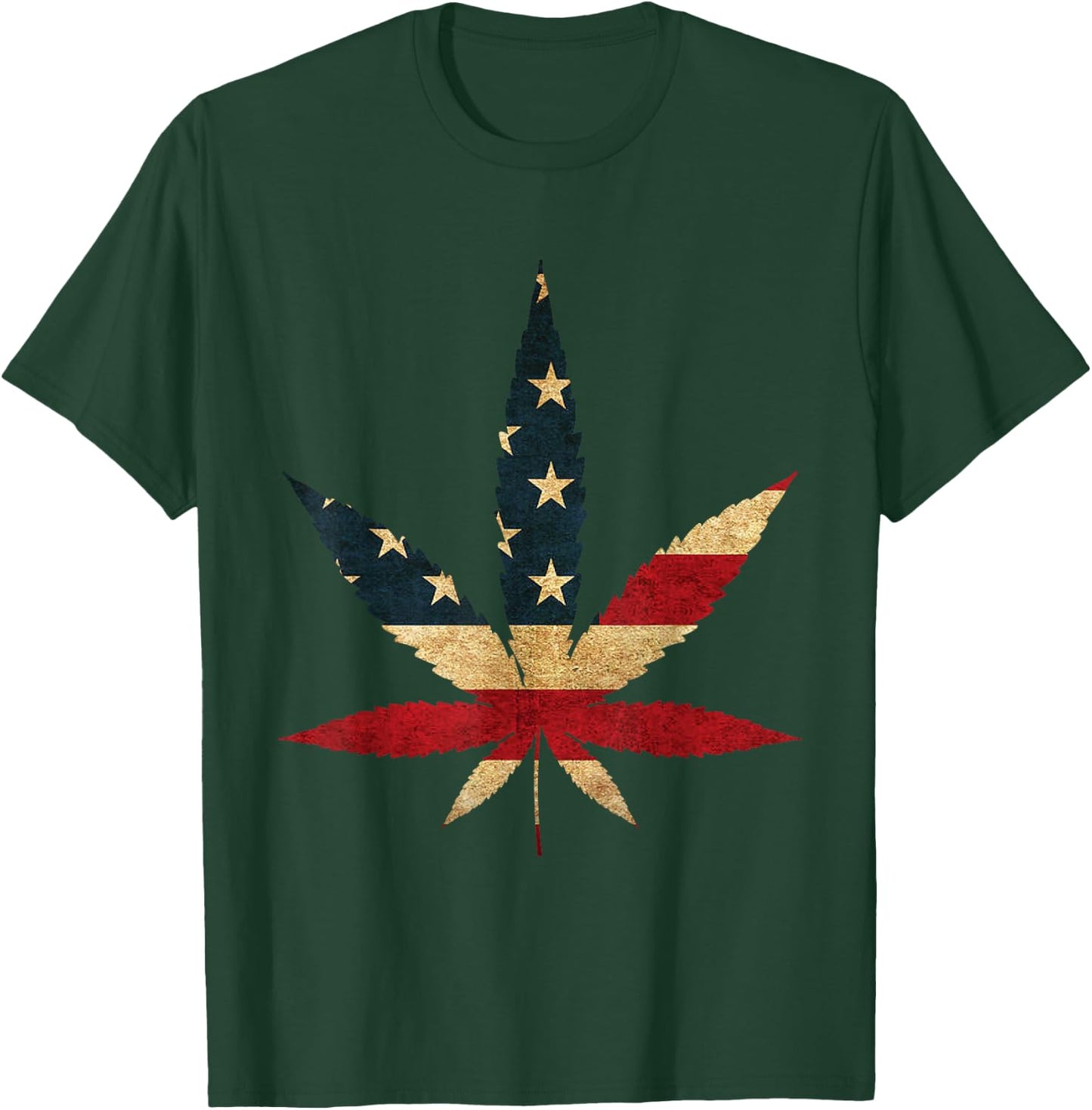 Marijuana Leaf USA Flag graphic - Funny US Weed Legalization T-Shirt - T-Shirt | Forest