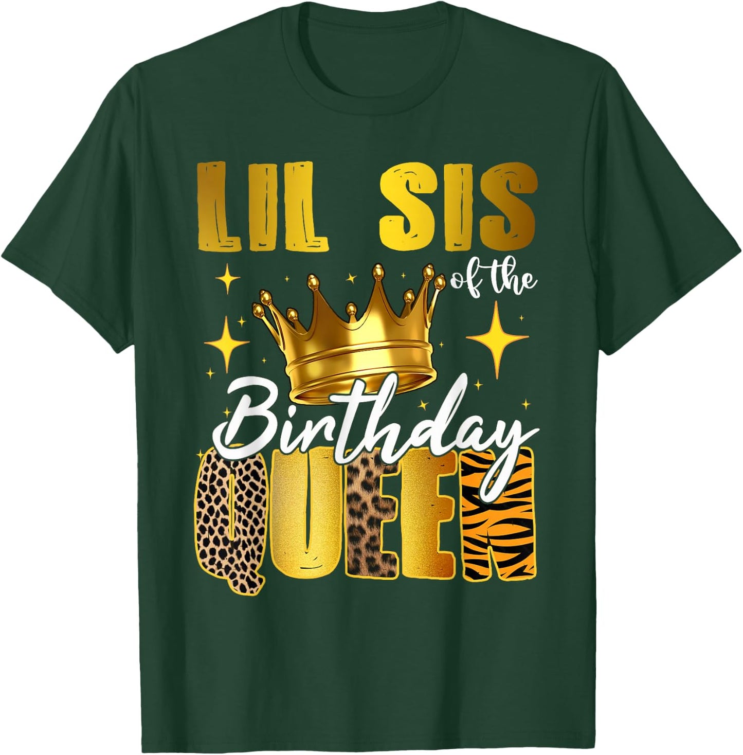 Lil Sister Of The Birthday Queen Women Bday Party Gift T-Shirt - T-Shirt | Forest
