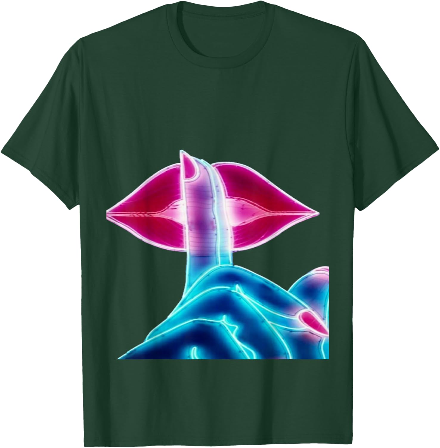 Red lips (shhh)Silence T-Shirt - T-Shirt | Forest