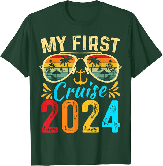 My First 2024 Cruise Trip Kids Vacation Matching Family Ship T-Shirt - T-Shirt | Forest