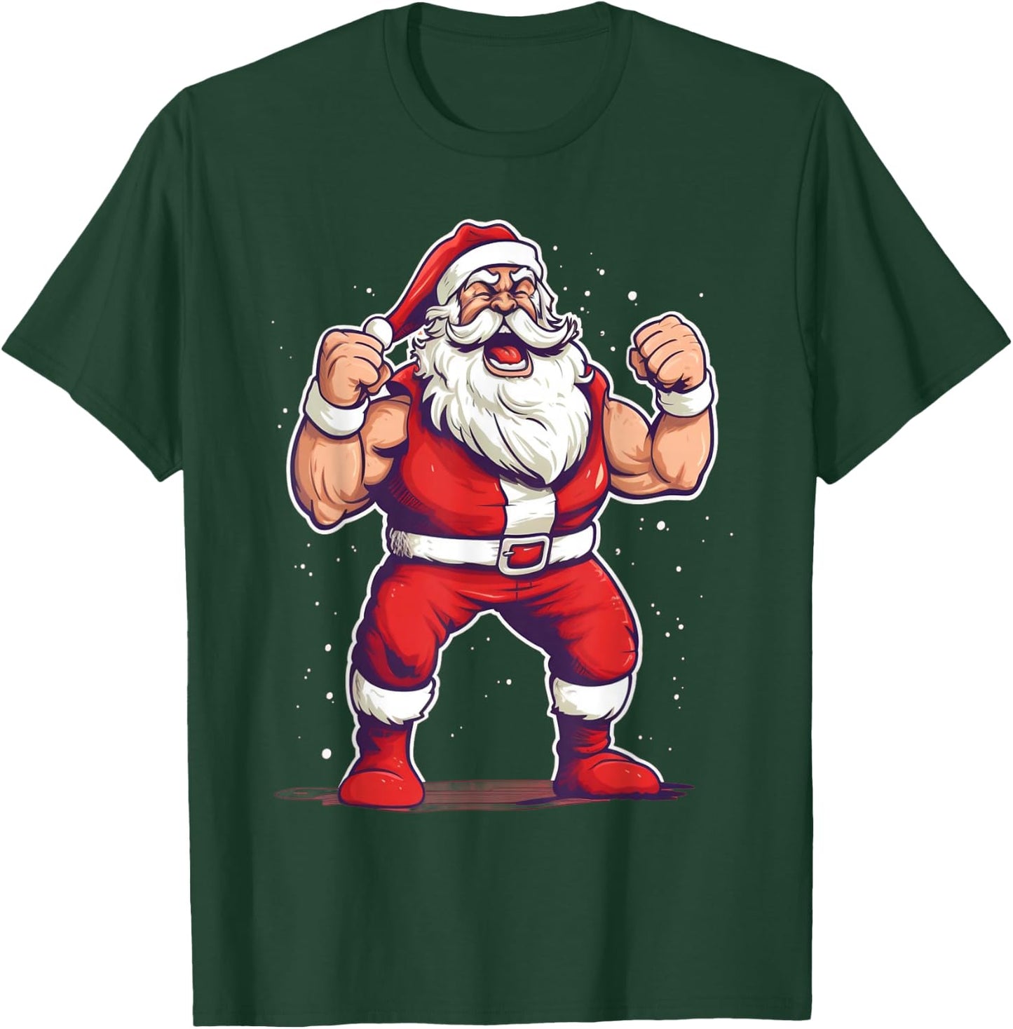 Wrestling Santa Funny Christmas Wrestler Workout Gym Xmas T-Shirt - T-Shirt | Forest
