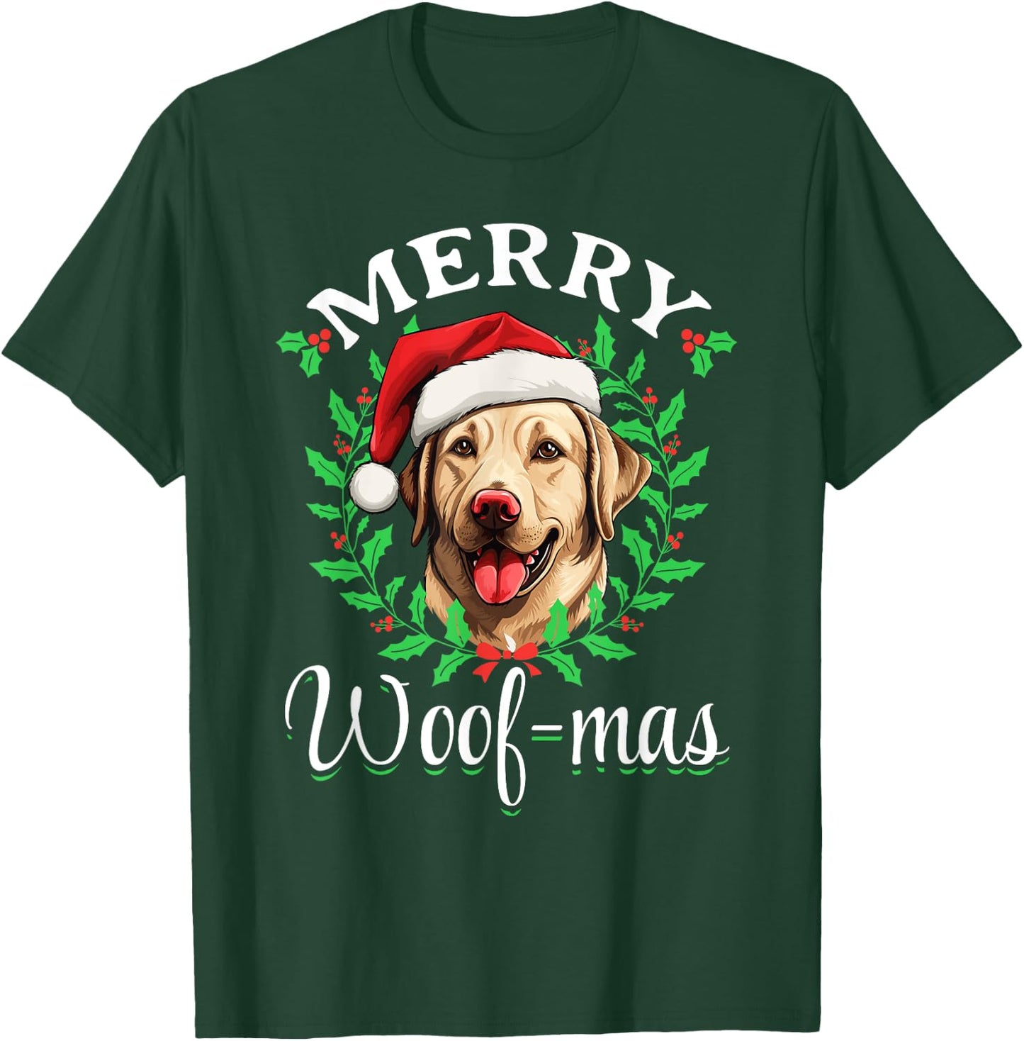 Labrador Retriever Merry Woof-mas Christmas X-mas T-Shirt - T-Shirt | Forest