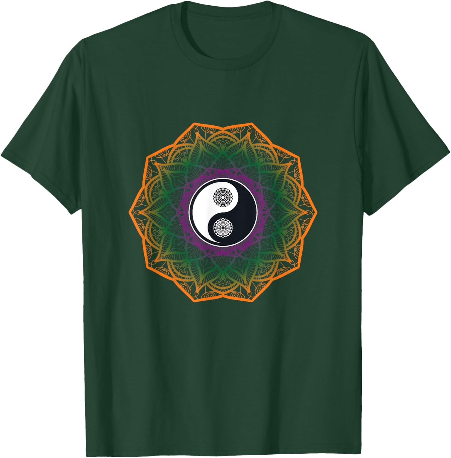 Mandala Yin And Yang Sanskrit Chinese Asian Harmony T-Shirt - T-Shirt | Forest