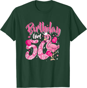 50th Birthday Gift Flamingo Fan 50 Year Old Women 50th Bday T-Shirt - T-Shirt | Forest