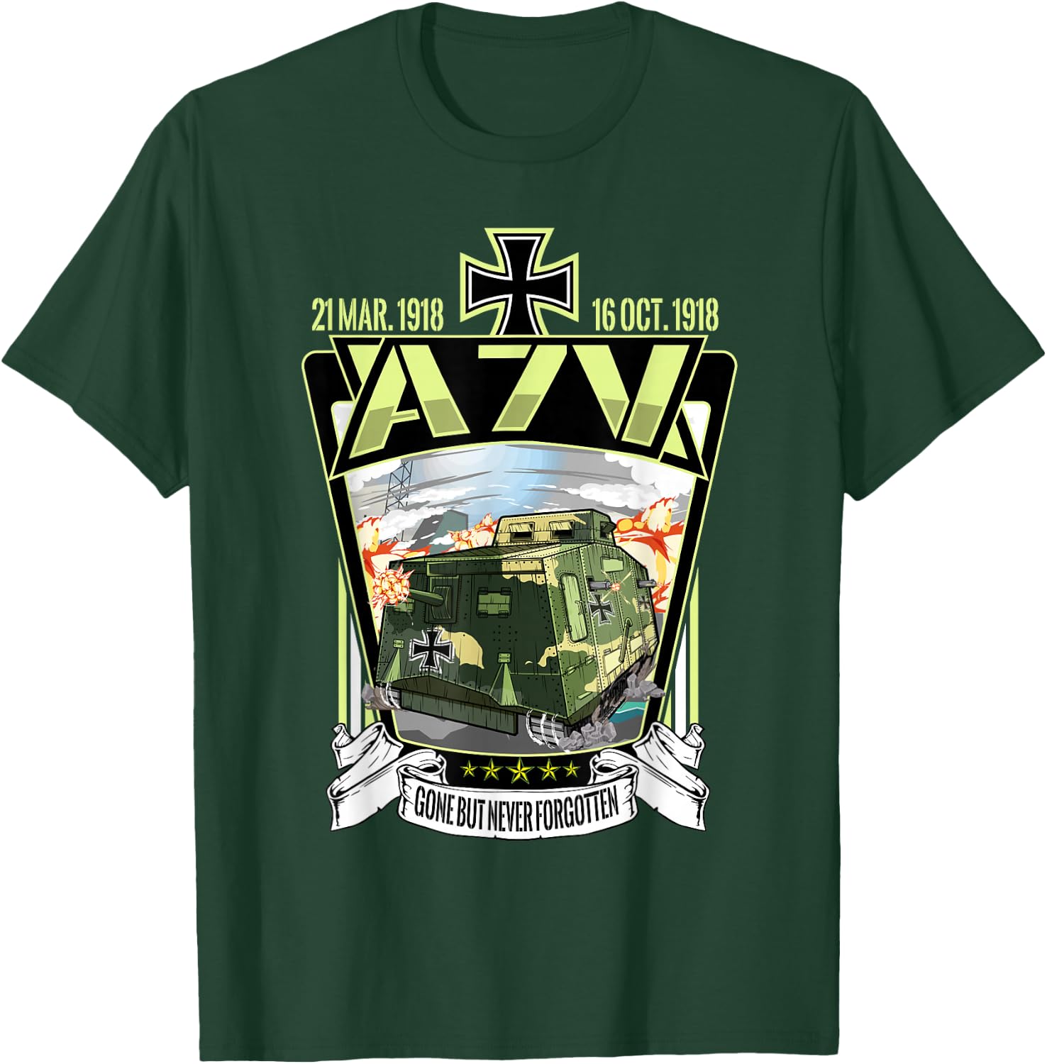 WW1 World War German Heavy A7V Tank T-Shirt - T-Shirt | Forest
