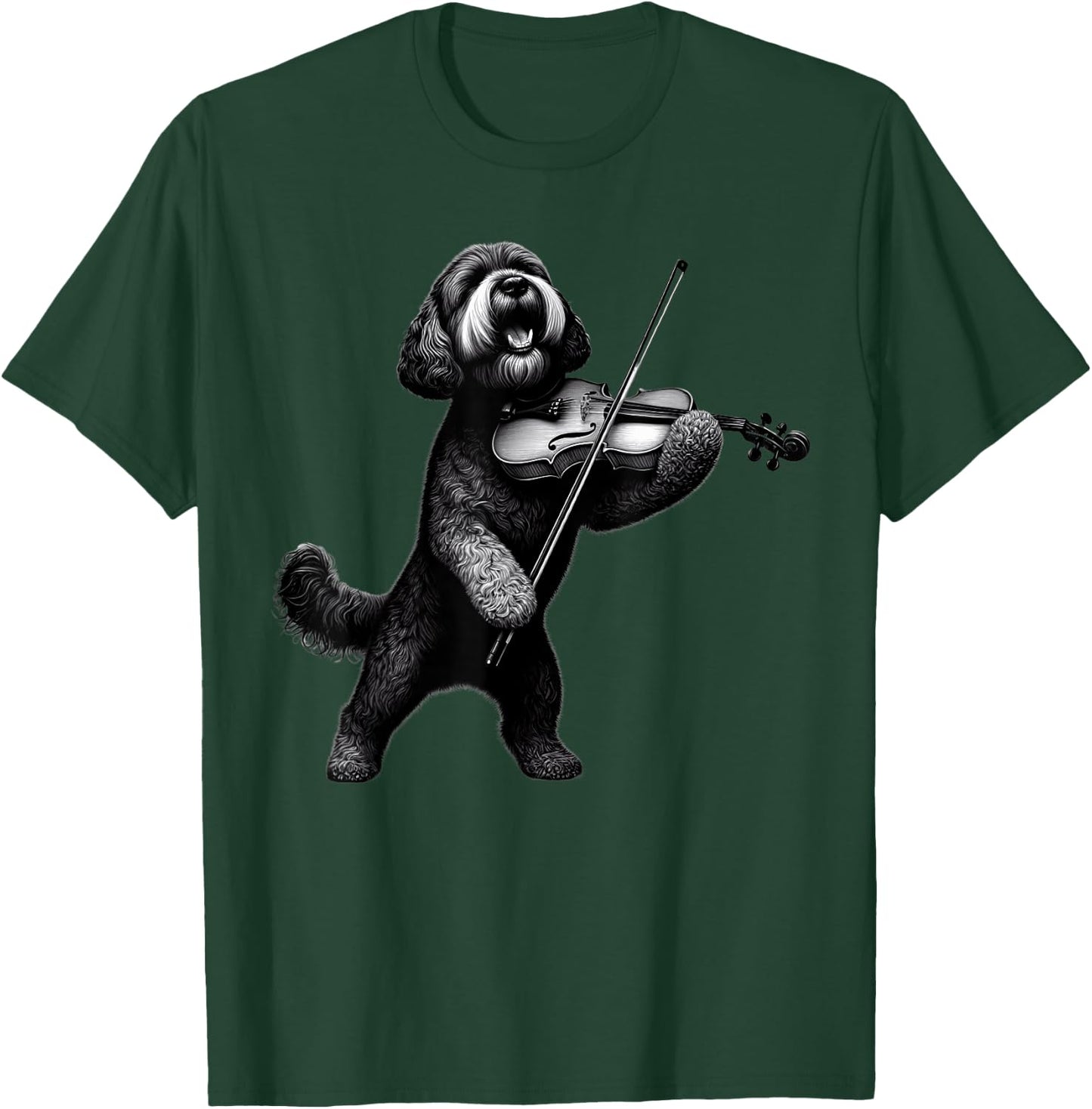 Funny Dog Playing Violin Violinist Orchestra Musician T-Shirt - T-Shirt | Forest