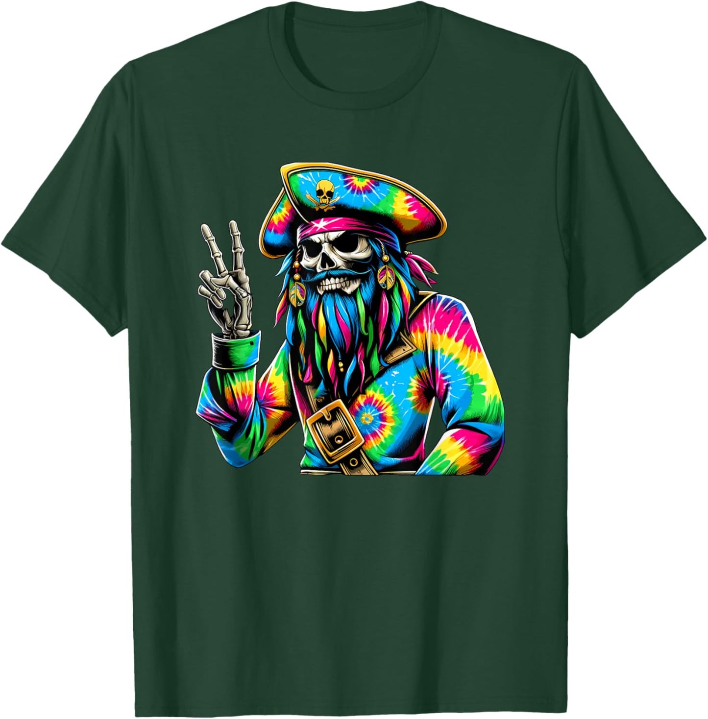 Peace Sign Tie Dye Pirate T-Shirt - T-Shirt | Forest