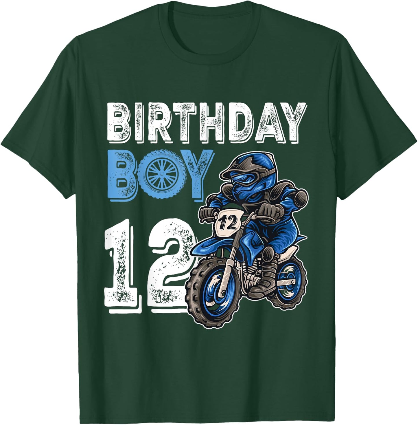 Motocross MX 12th Gift 12 Year Old Dirt Bike Birthday Party T-Shirt - T-Shirt | Forest