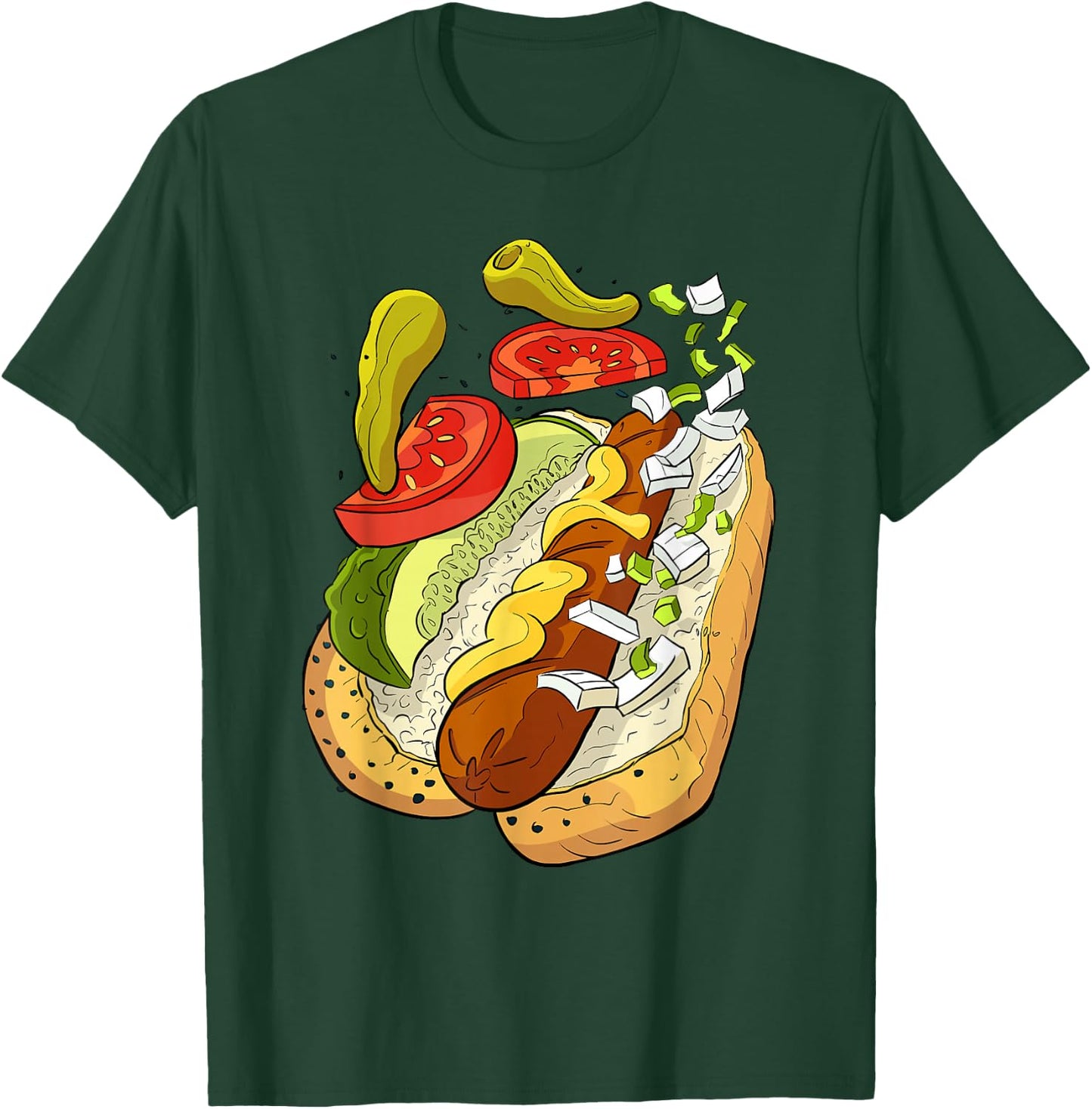 Official Chicago Style Hot Dog Street Art T-Shirt - T-Shirt | Forest