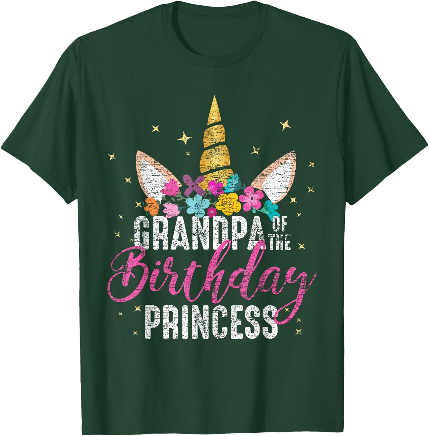 Grandpa Of The Birthday Princess Gifts Unicorn Birthday T-Shirt - T-Shirt | Forest
