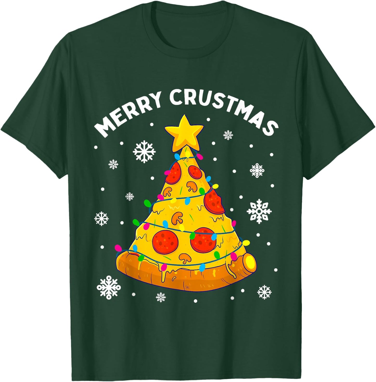 Merry Crustmas Pizza Christmas Tree Xmas Gifts Kids Men T-Shirt - T-Shirt | Forest