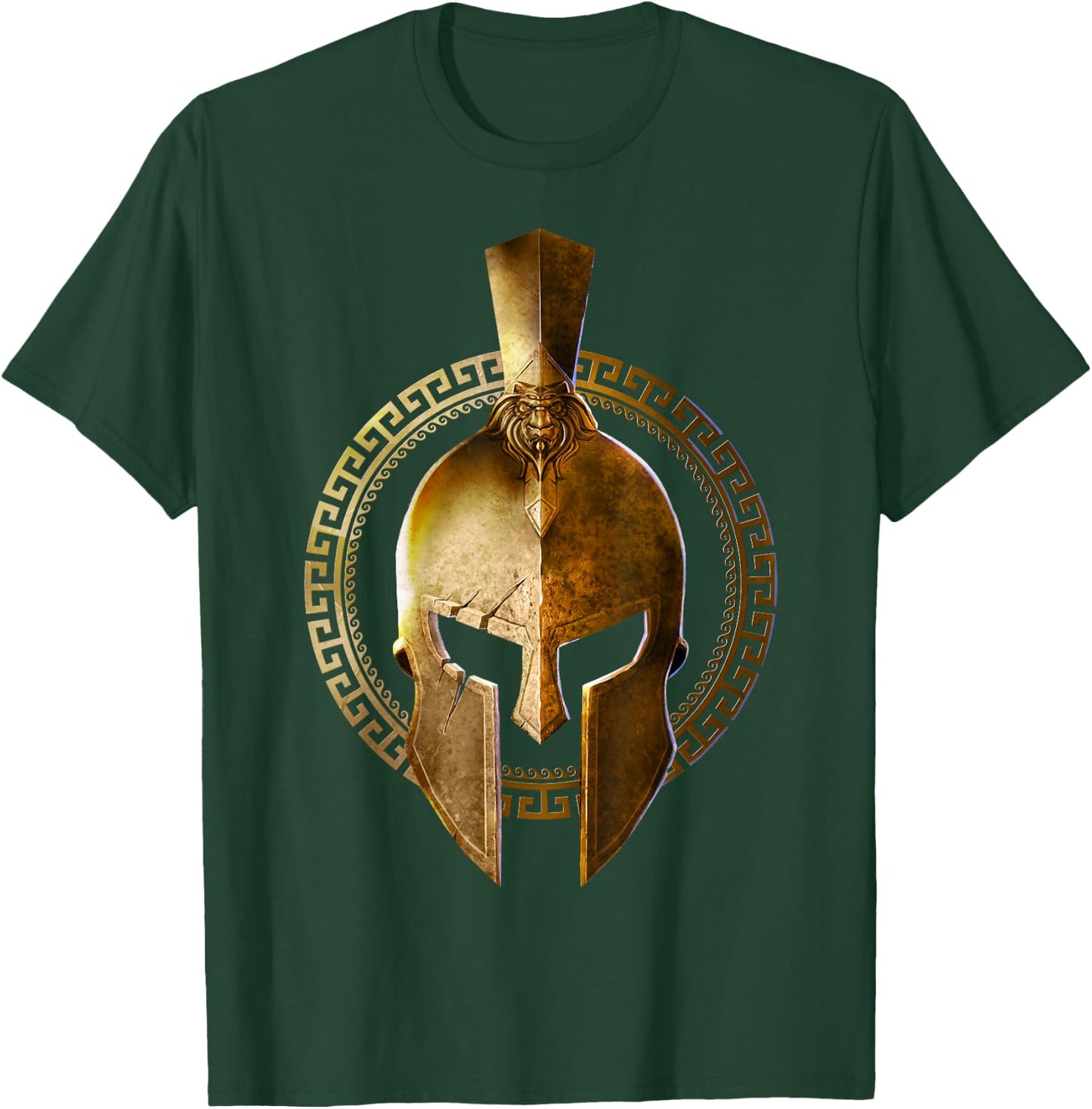 Golden Spartan Helmet Warrior Gladiator Gym - Workout T-Shirt - T-Shirt | Forest