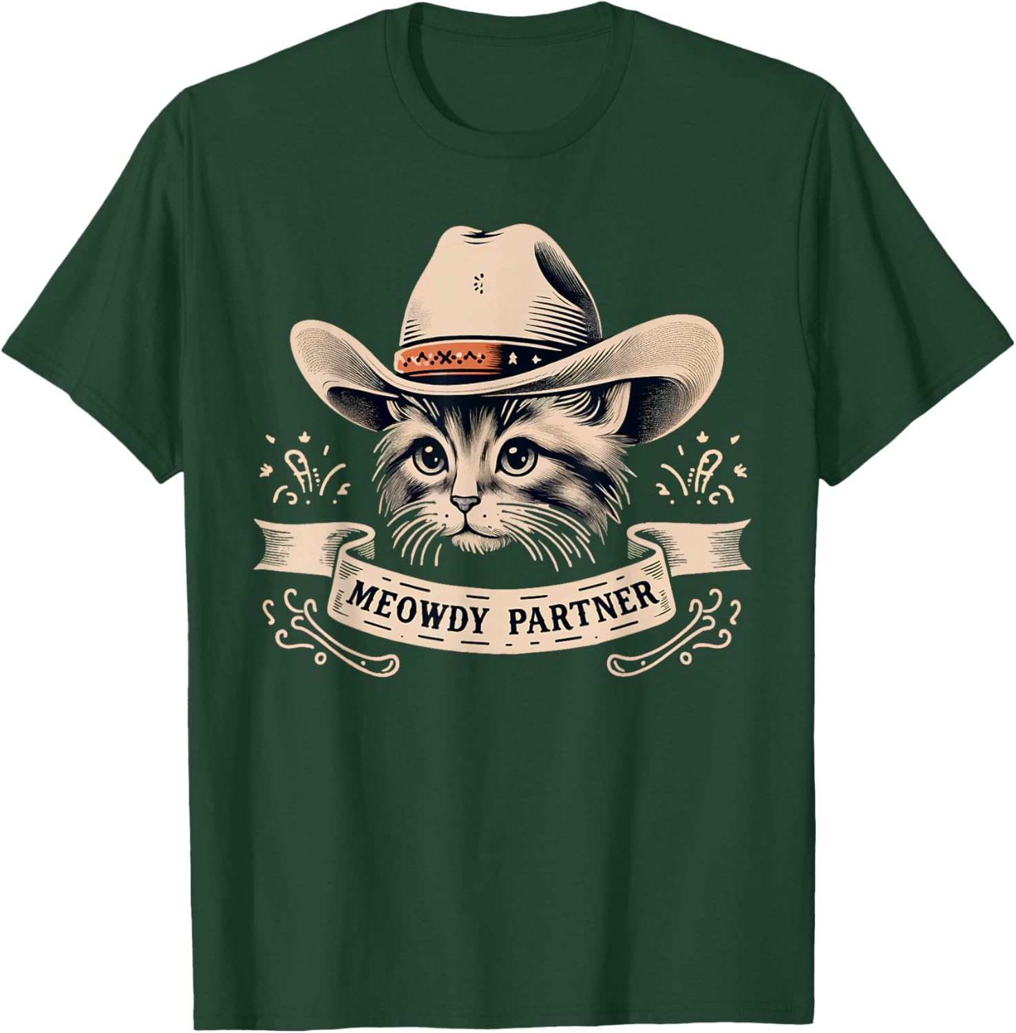 Cat Cowboy Funny Mashup Meowdy Partner Western Countries T-Shirt - T-Shirt | Forest