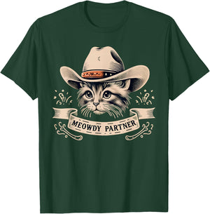 Cat Cowboy Funny Mashup Meowdy Partner Western Countries T-Shirt - T-Shirt | Forest