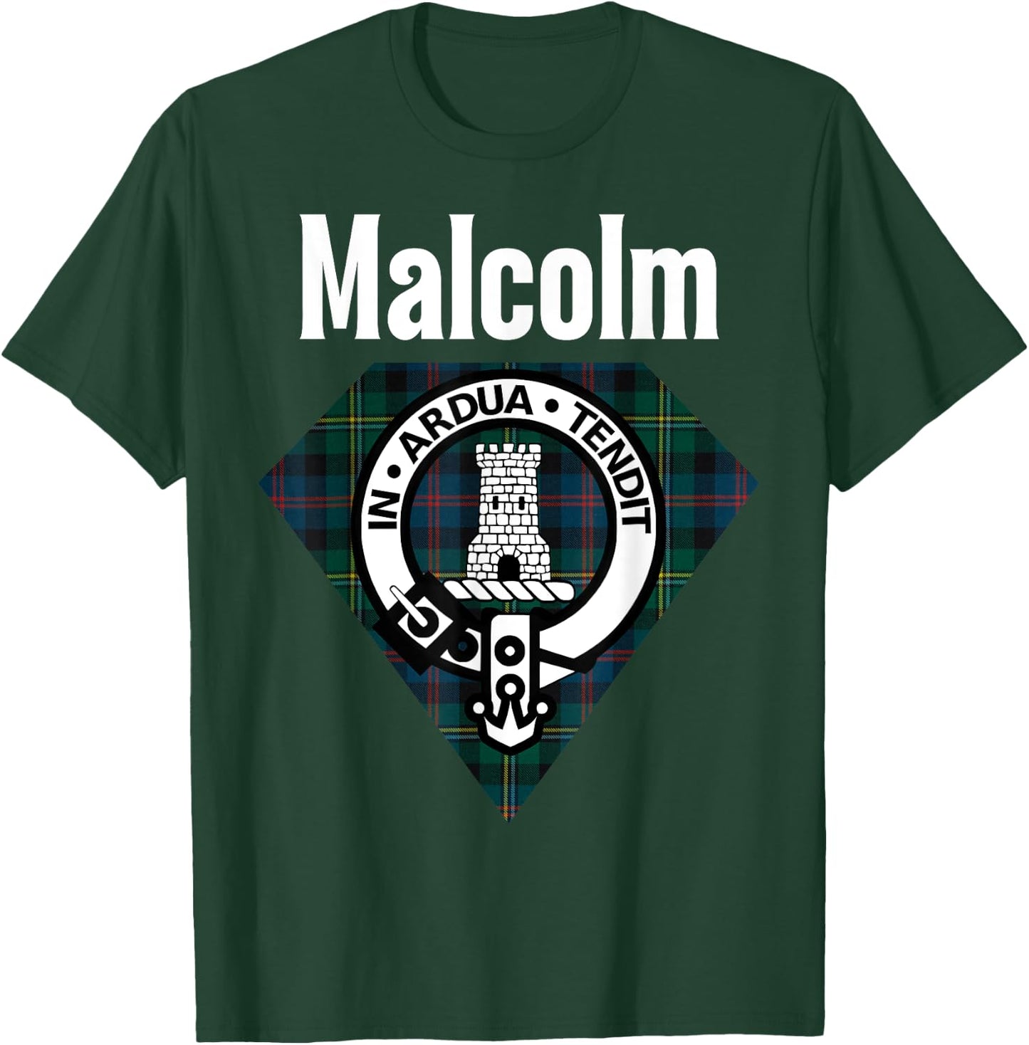 Malcolm Clan Scottish Name Coat Of Arms Tartan T-Shirt - T-Shirt | Forest