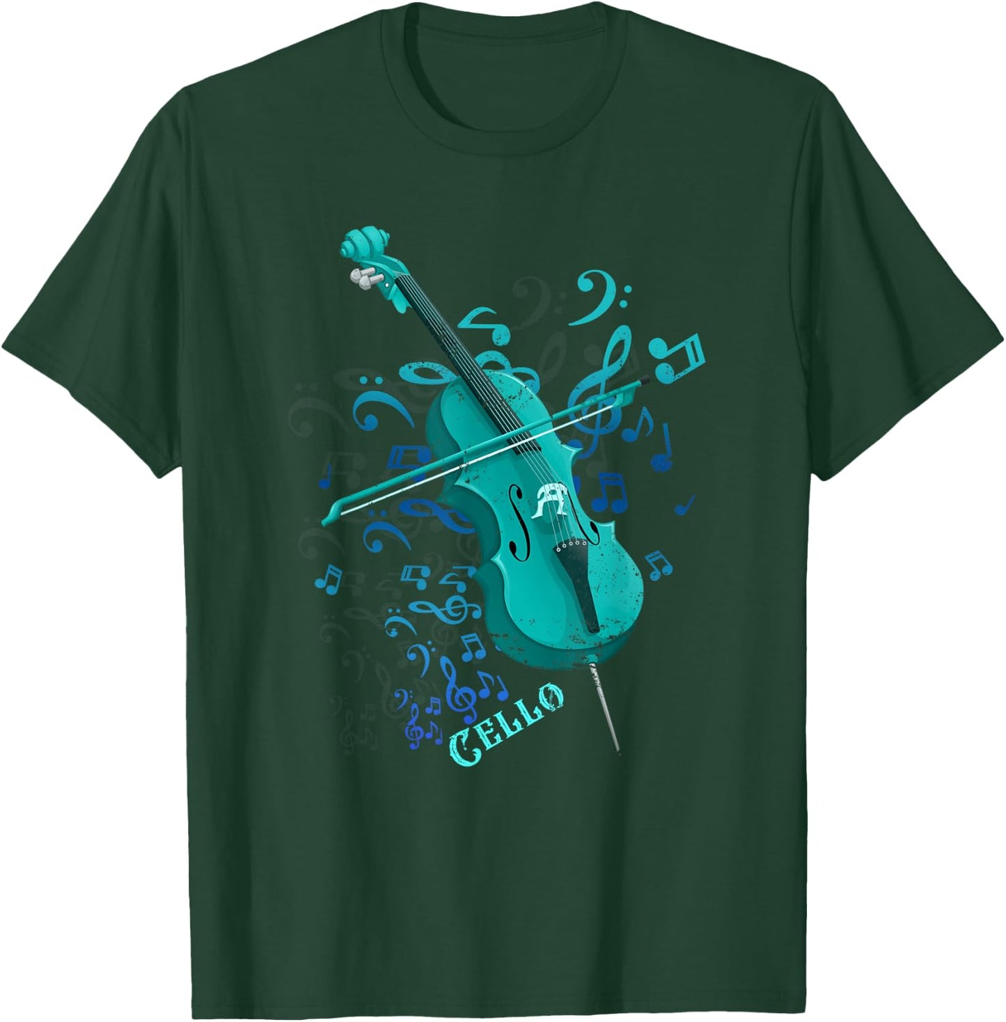 Music Notes Treble Clef Cellist Gift Orchestra Cello T-Shirt - T-Shirt | Forest