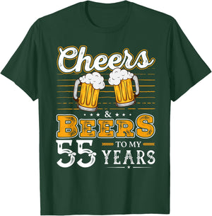 Funny Cheers And Beers To My 55 Years 55th Birthday T-Shirt - T-Shirt | Forest