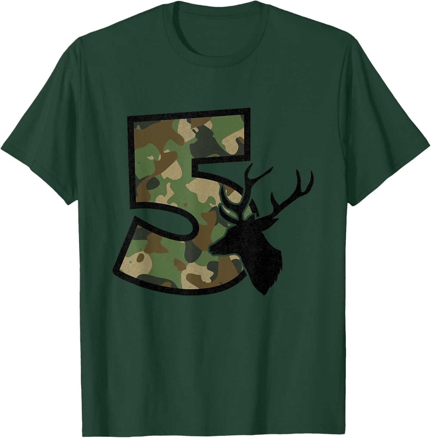Country Boys Camo 5 Five Year Old Birthday Deer Hunter Theme T-Shirt - T-Shirt | Forest