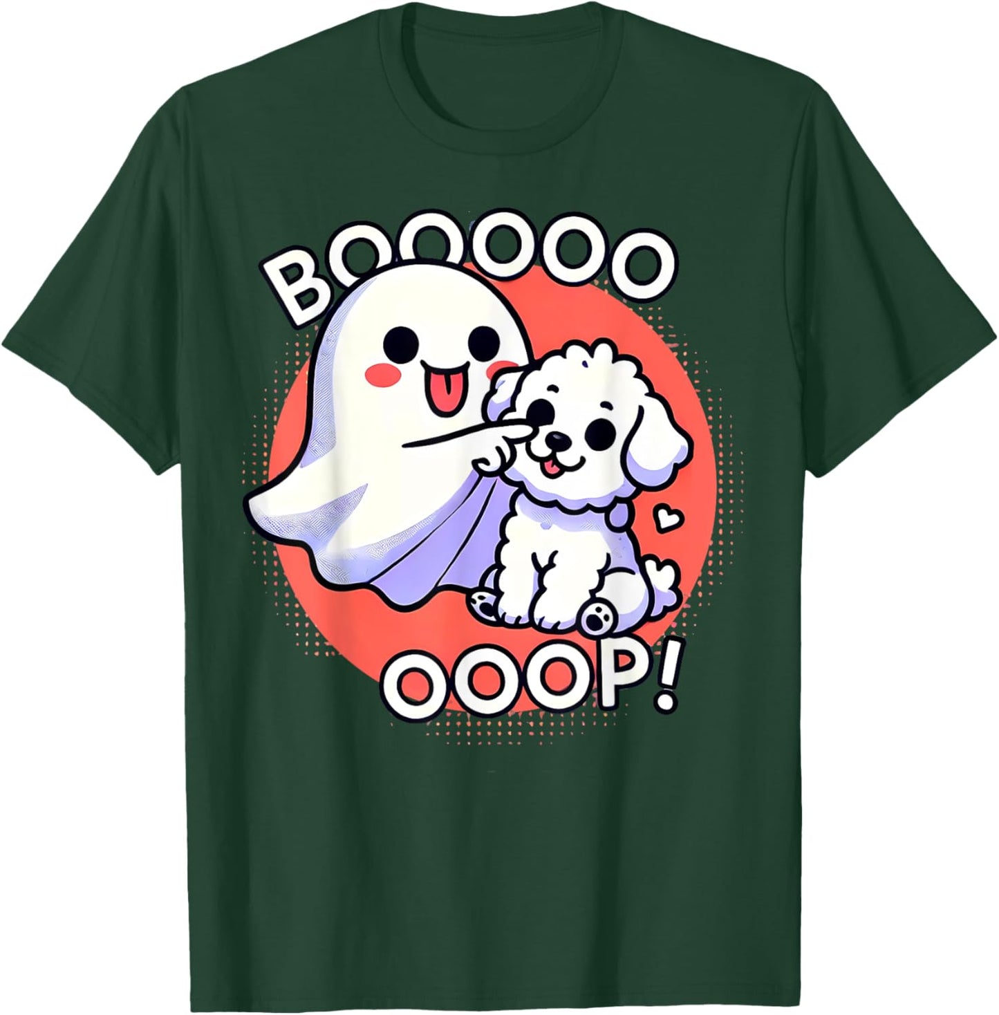 Funny Halloween Ghost Bichon Frise Dog Boop Puppy Humor Men Women Kids T-Shirt - T-Shirt | Forest