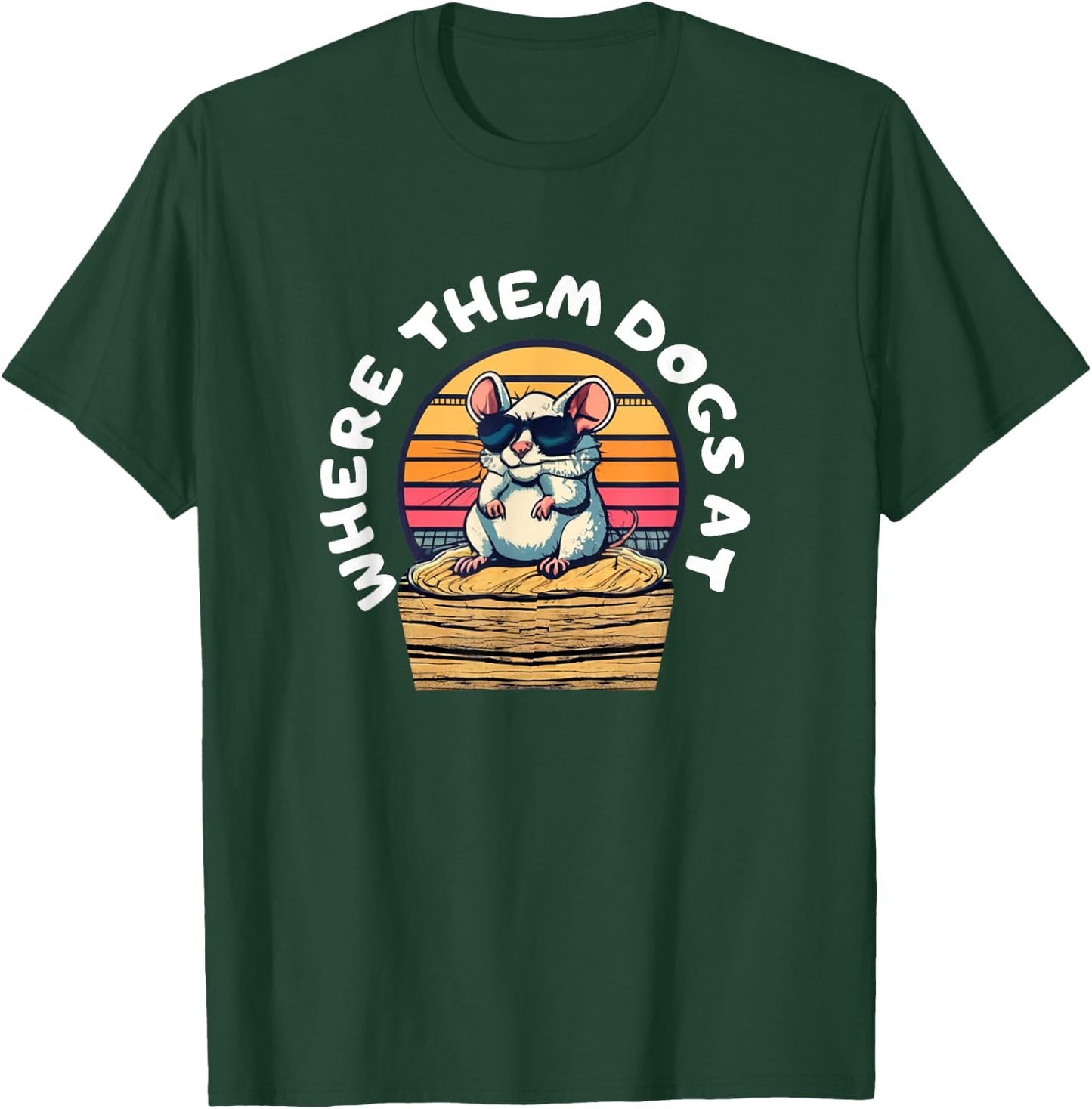 Funny Rat hunting - cute rat in sunglasses looking for dogs T-Shirt - T-Shirt | Forest