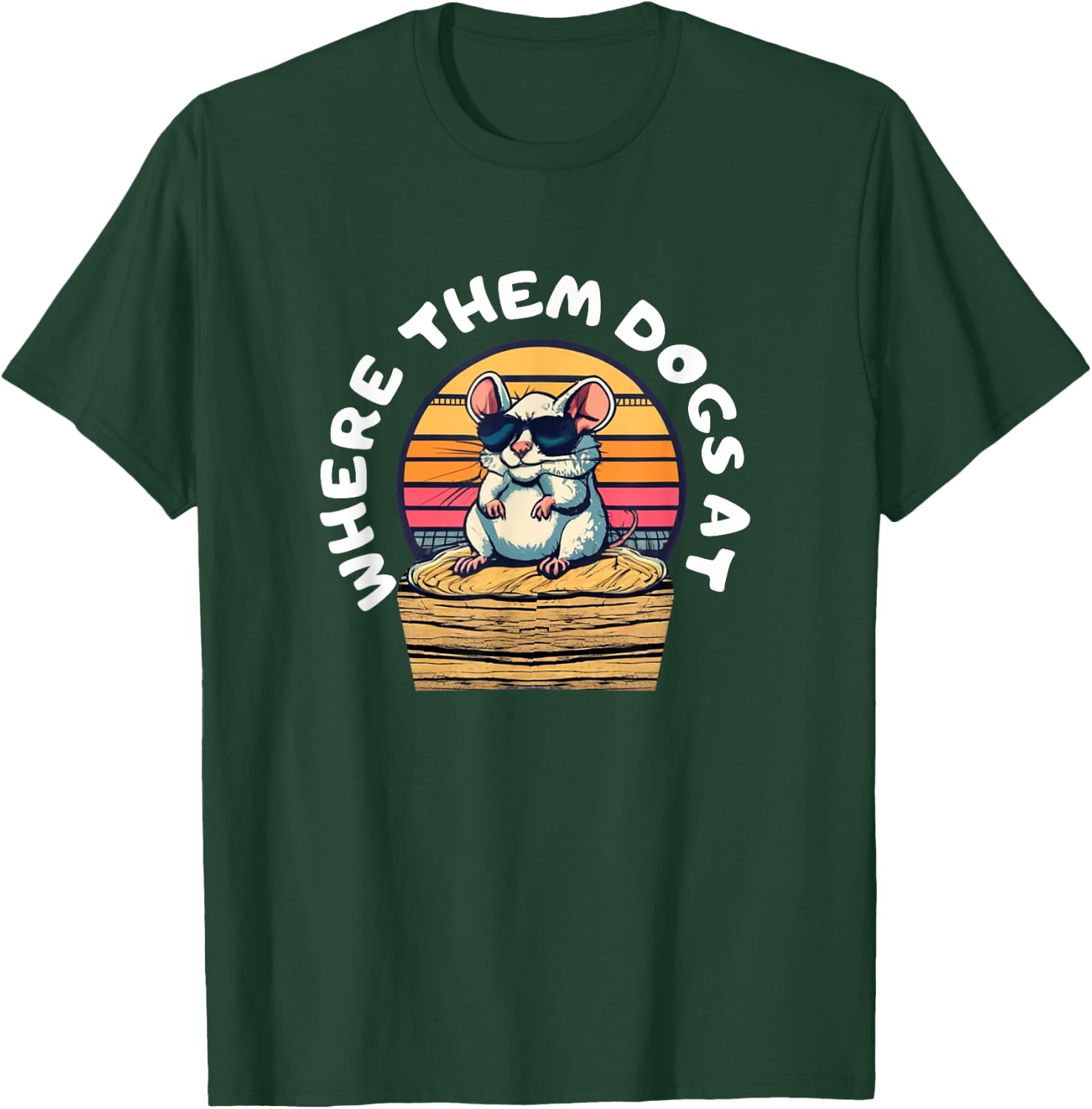Funny Rat hunting - cute rat in sunglasses looking for dogs T-Shirt - T-Shirt | Forest