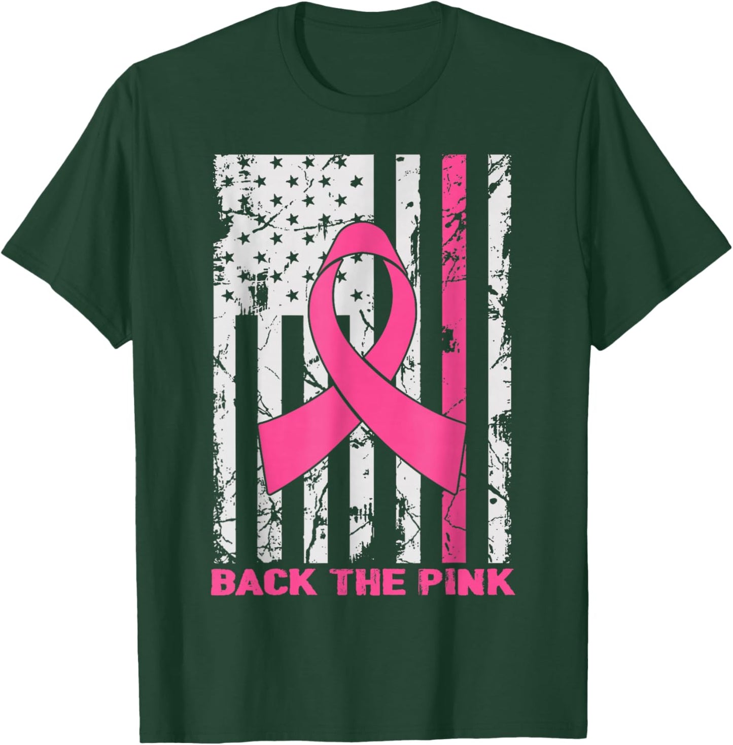Back The Pink Breast Cancer Awareness Flag Toddler Women Men T-Shirt - T-Shirt | Forest