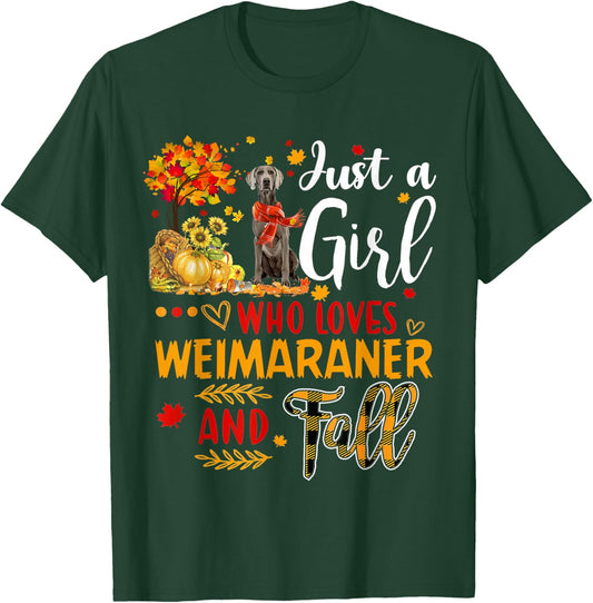 Autumn Tree Weimaraner Thanksgiving Pumpkin Dog Fall Leaf T-Shirt - T-Shirt | Forest