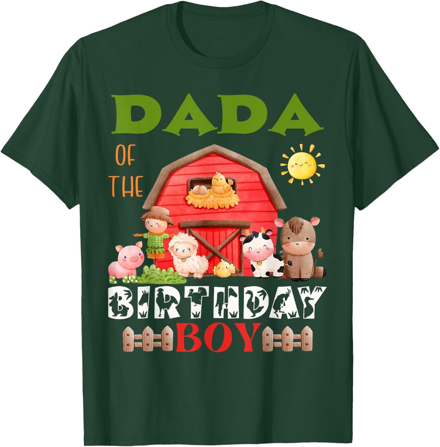 Dada Of The Birthday Boy Farm Animal Bday Party Celebration T-Shirt - T-Shirt | Forest