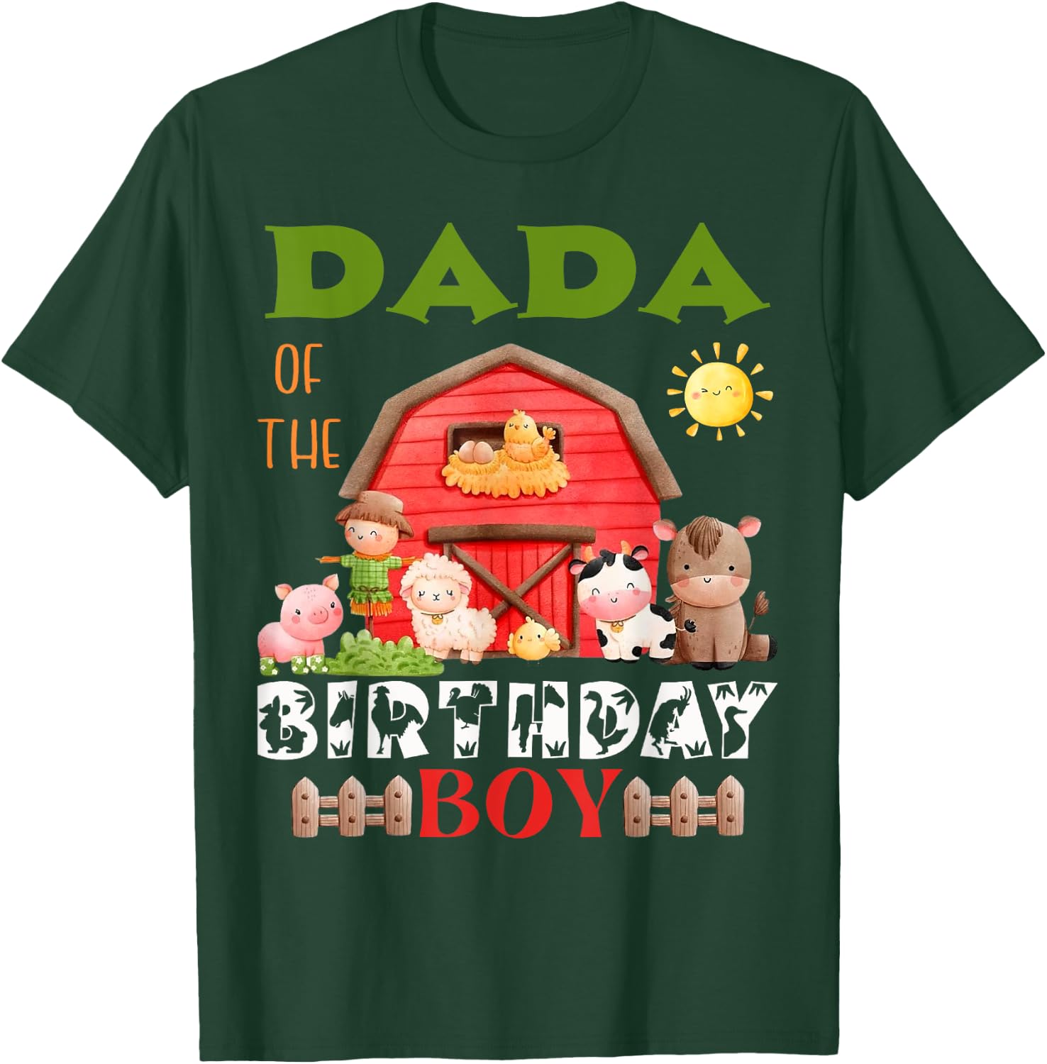 Dada Of The Birthday Boy Farm Animal Bday Party Celebration T-Shirt - T-Shirt | Forest