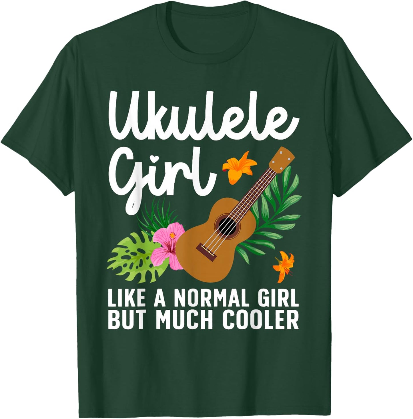 Funny Ukulele Design Girls Kids Guitar Uke Lovers T-Shirt - T-Shirt | Forest