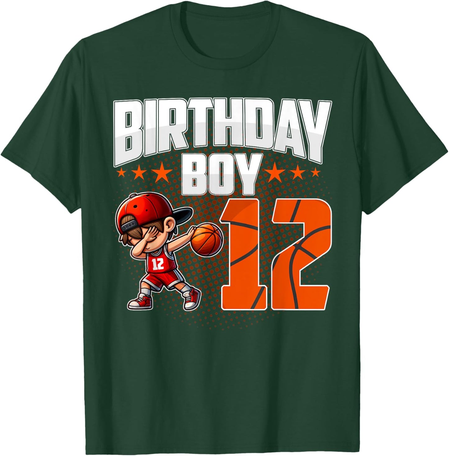 12th Birthday Boy Basketball 12 Years Old Boy Birthday T-Shirt - T-Shirt | Forest