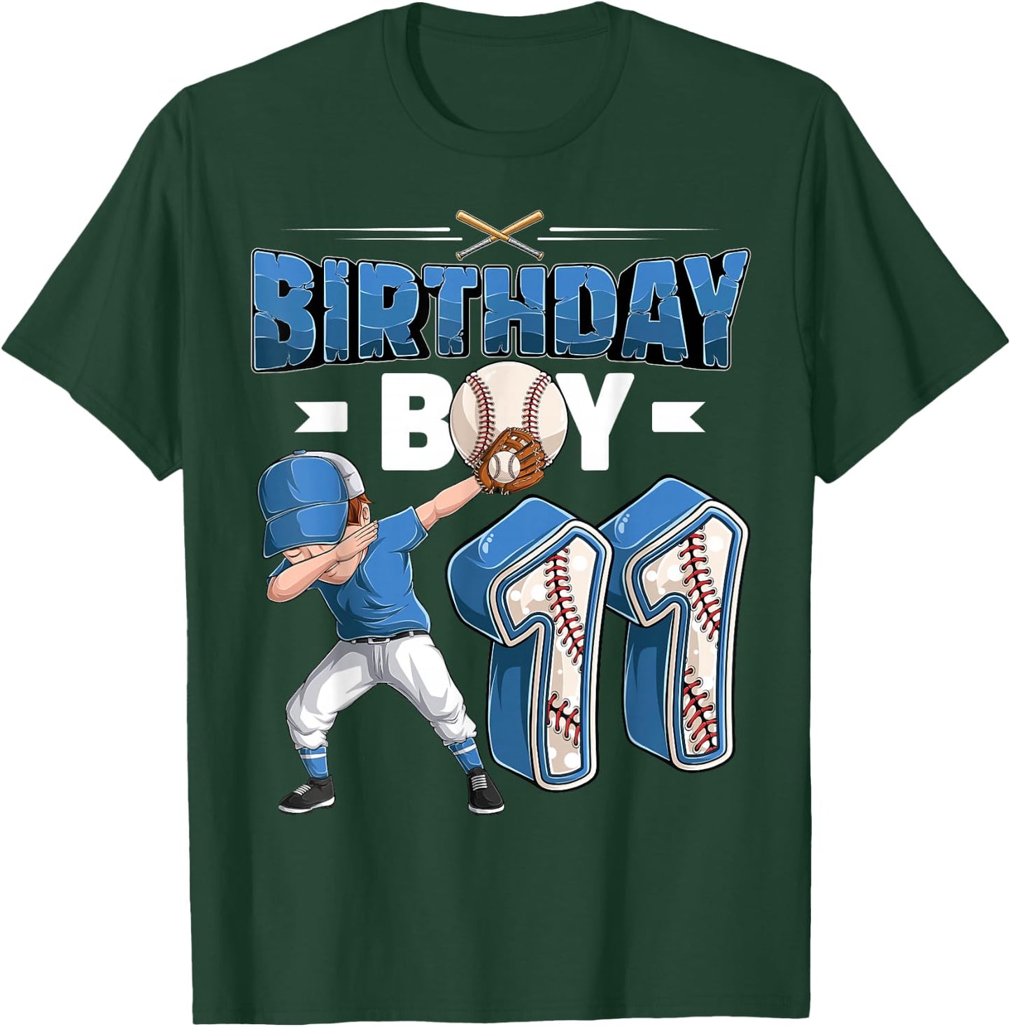 Dabbing Boy 11 Year Old Baseball Player 11th Birthday Party T-Shirt - T-Shirt | Forest