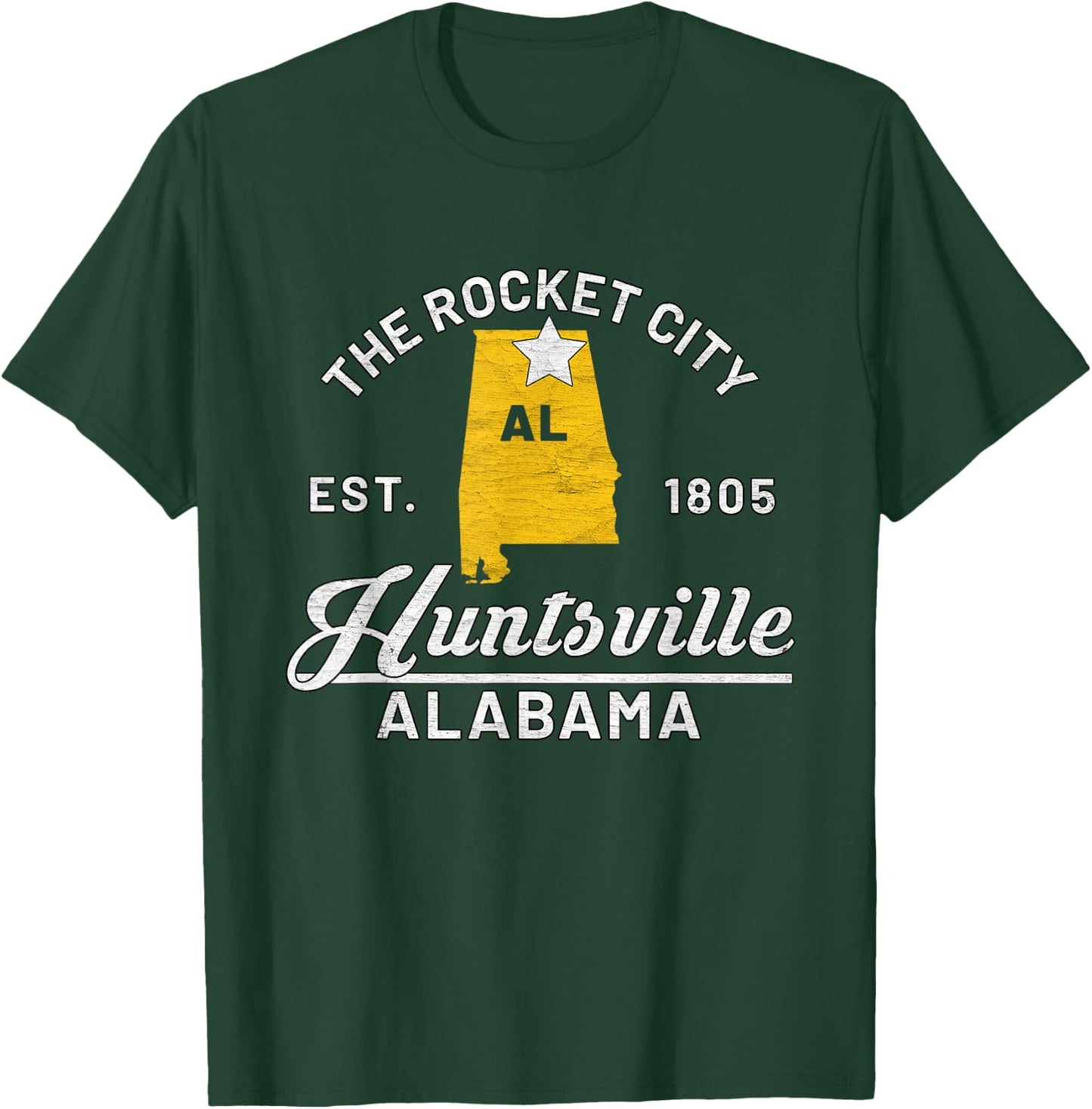 Huntsville Alabama Al Vintage The Rocket City Souvenir Gift T-Shirt - T-Shirt | Forest