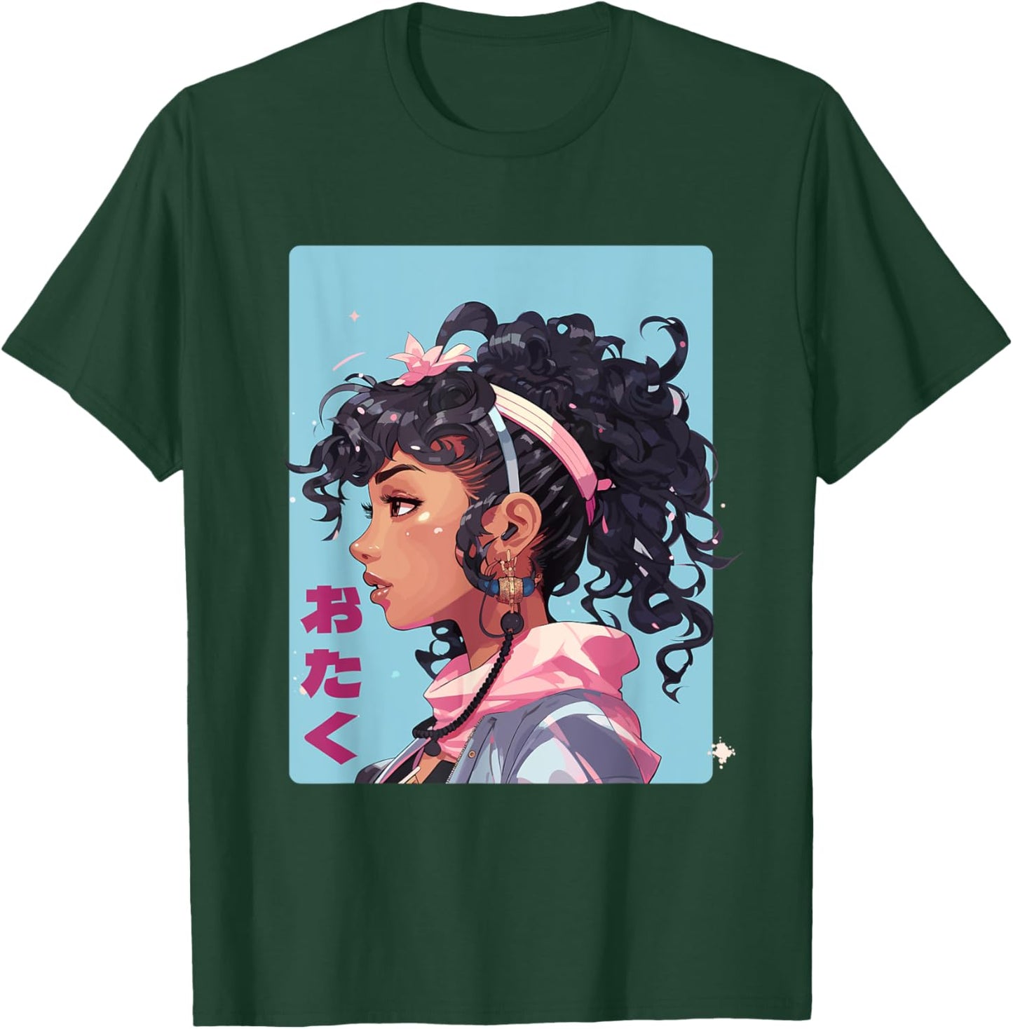 Black Manga Girl Japan Comic Otaku Anime T-Shirt - T-Shirt | Forest