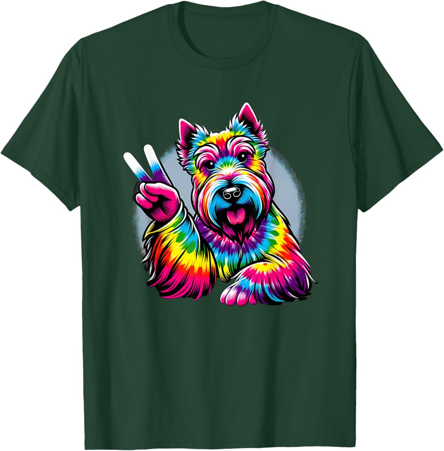 Peace Sign Tie Dye Scottish Terrier dog Women Kids T-Shirt - T-Shirt | Forest
