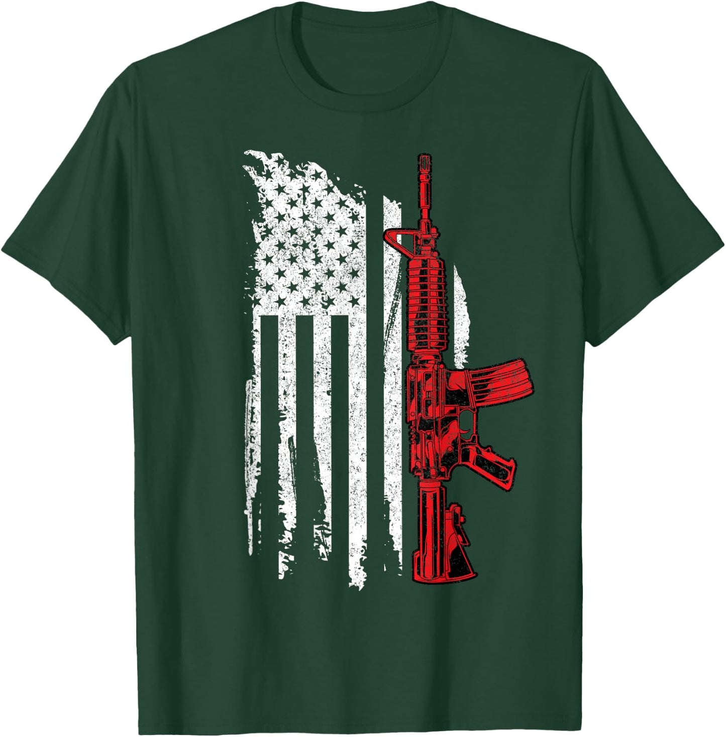 AR-15 Assault Rifle USA Flag Gun T Thin Red Line Men T-Shirt - T-Shirt | Forest
