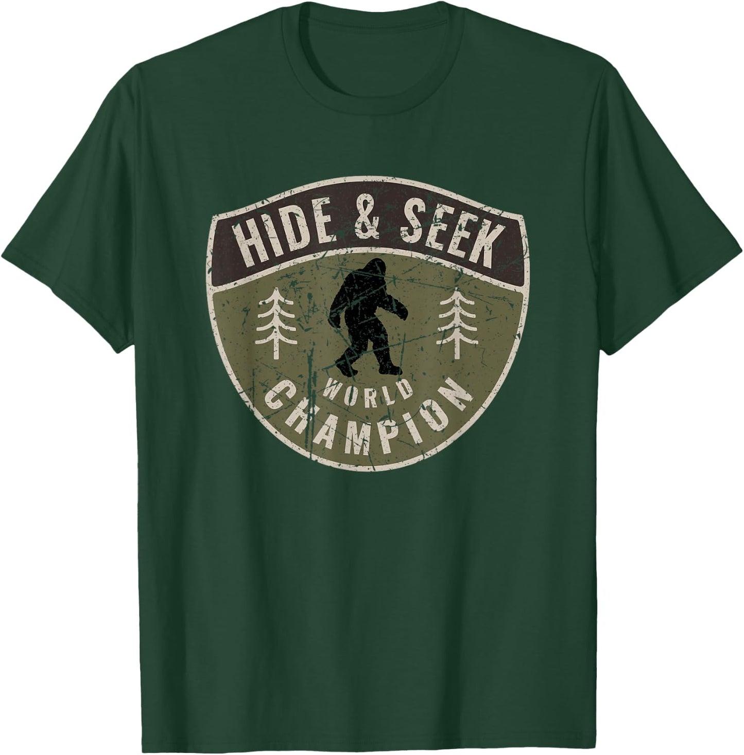 Vintage Sasquatch Hide And Seek World Champion Big Foot T-Shirt - T-Shirt | Forest