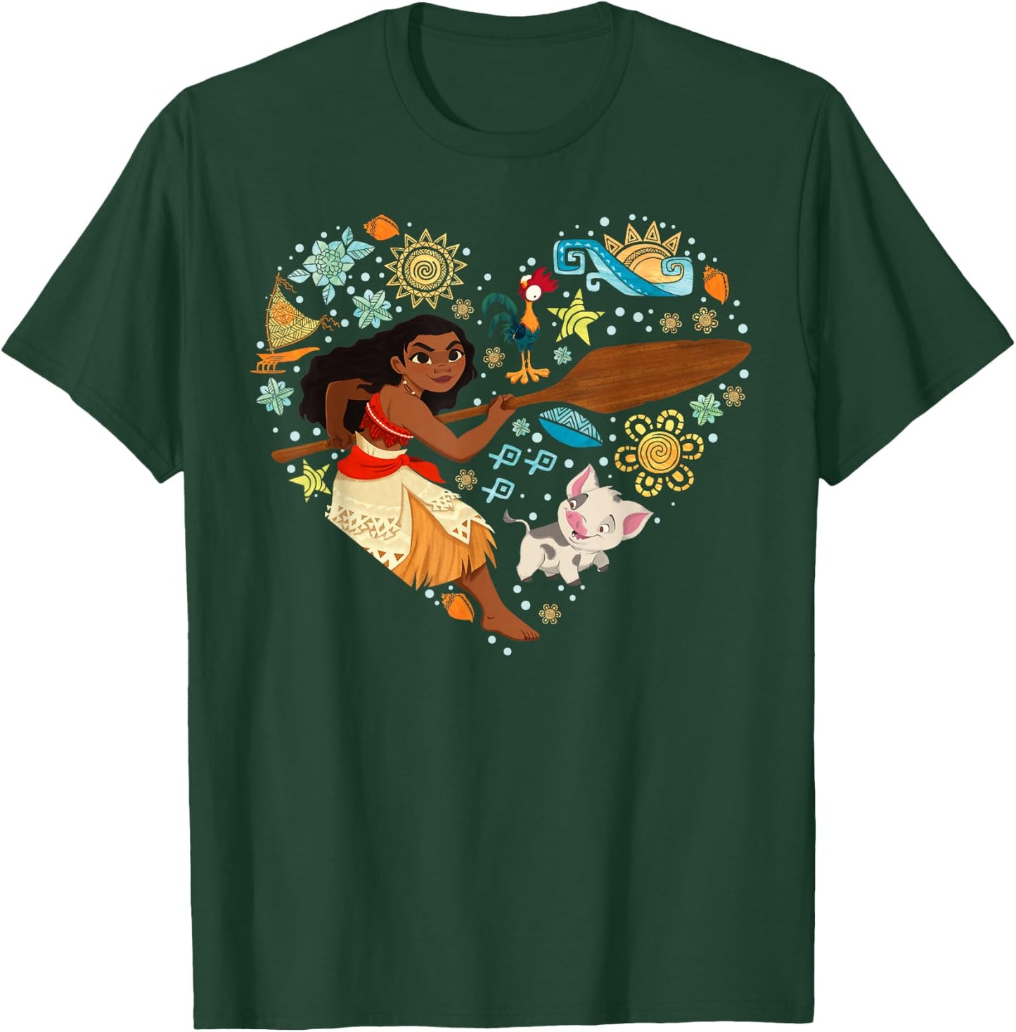 Disney Princess Moana HEI HEI Pua Collage Heart Small T-Shirt - T-Shirt | Forest