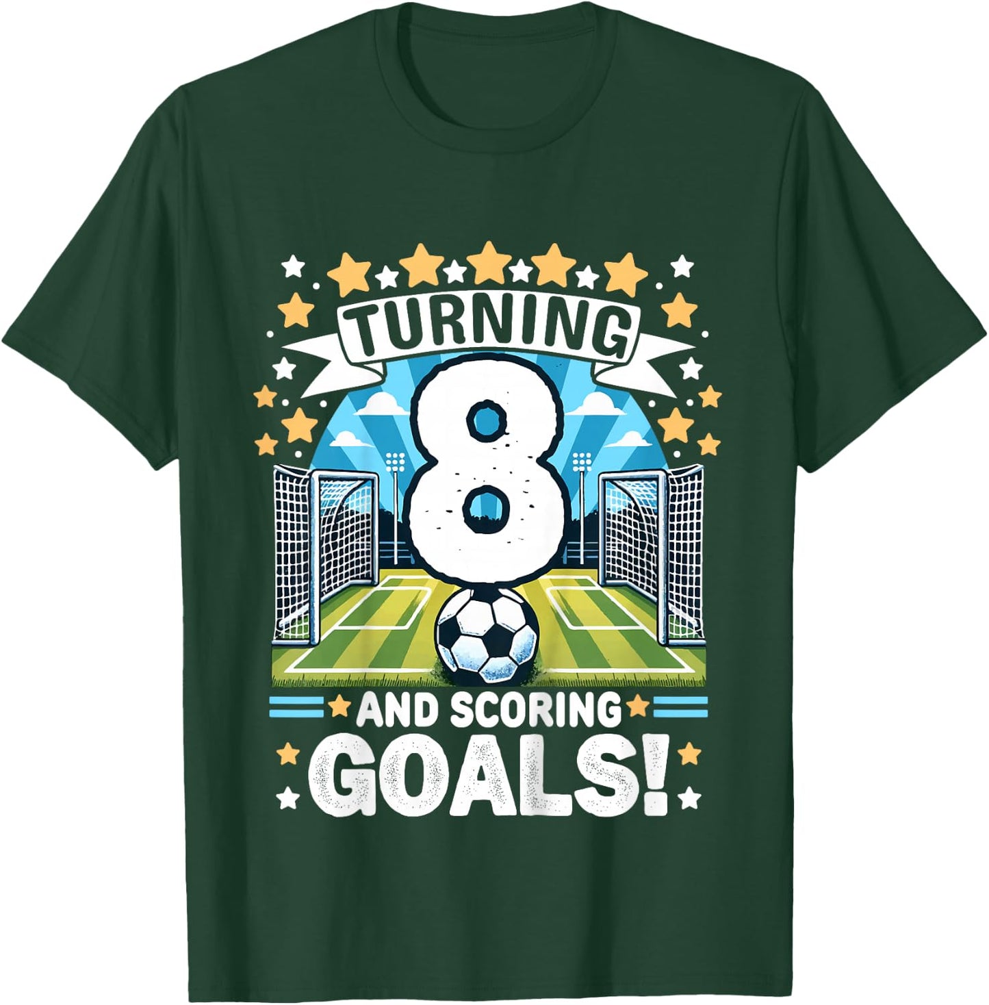 Turning 8 Soccer Birthday 8 Years Football 8th Soccer Player T-Shirt - T-Shirt | Forest
