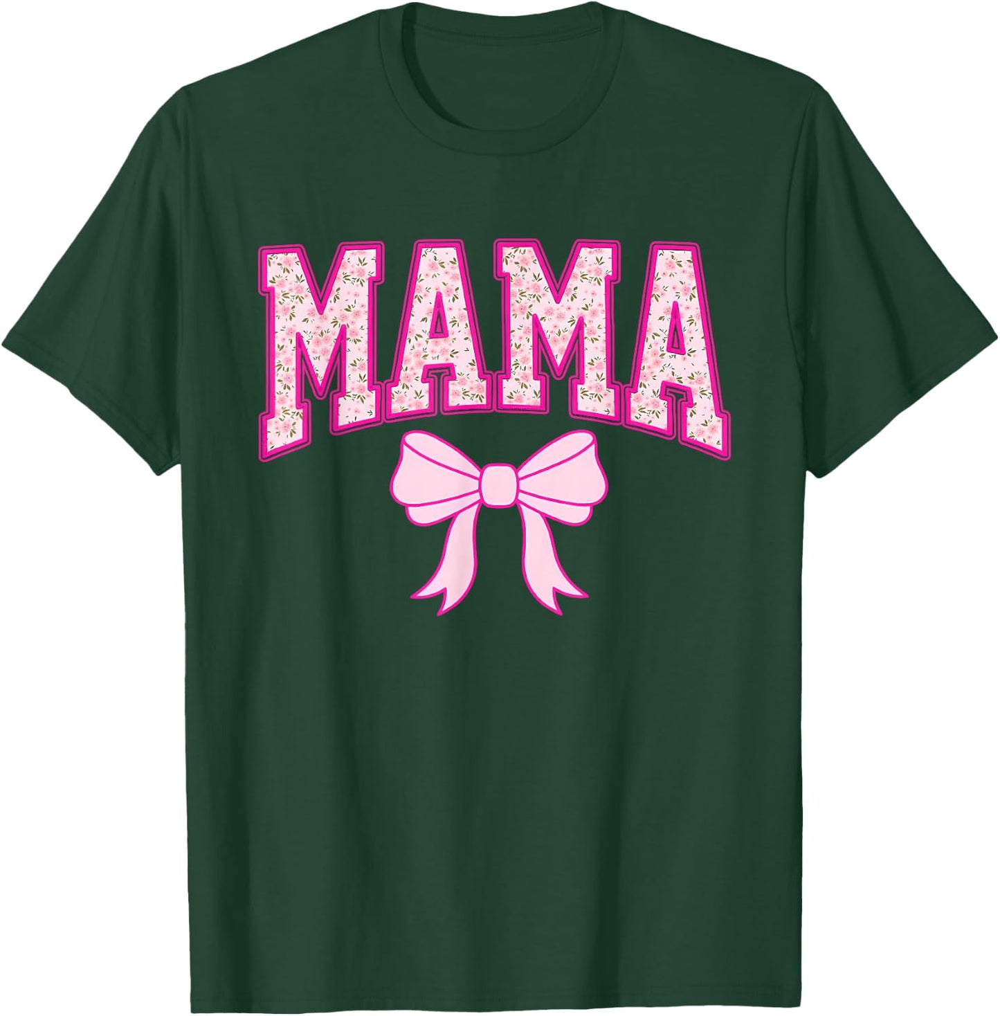 Mama Coquette Bow Groovy Pink Floral Mother's Day Mom Life T-Shirt - T-Shirt | Forest