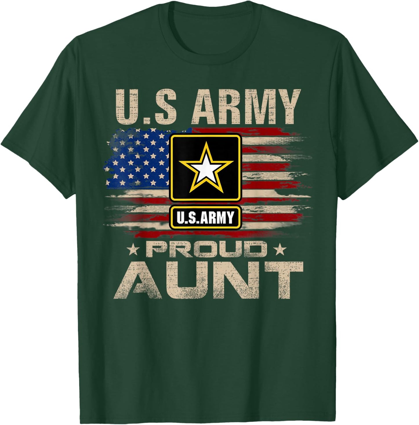 Vintage U.S Army Proud Aunt With American Flag T-Shirt - T-Shirt | Forest