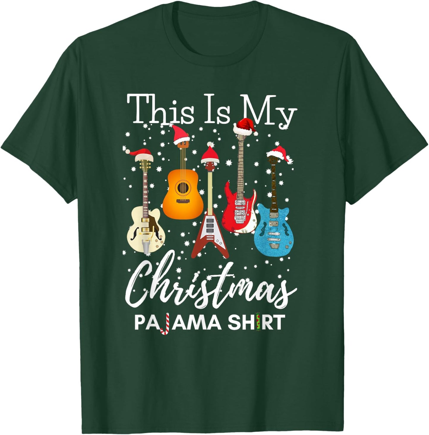 This Is My Christmas Pajama Guitar Guitarist Music Lover T-Shirt - T-Shirt | Forest