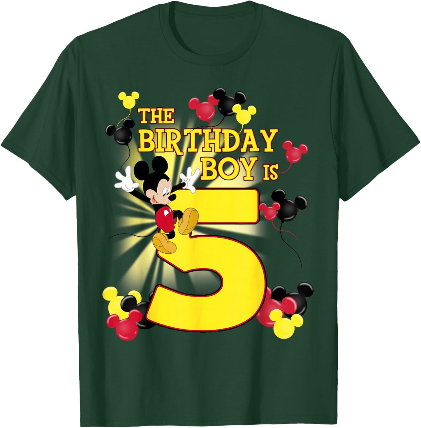 Disney Mickey And Friends Mickey 5th Birthday Boy T-Shirt - T-Shirt | Forest